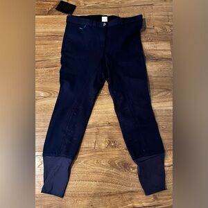 NWT HR Farm Women's Full Seat Silicone Grip Navy Horse Riding Breeches l 34